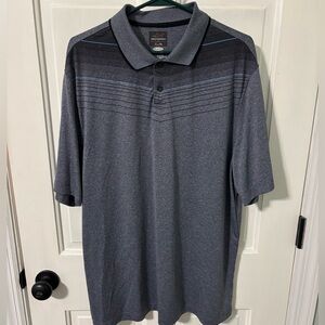 Greg Norman for Tasso Elba Polo Gray Striped Size L Short Sleeve Golf